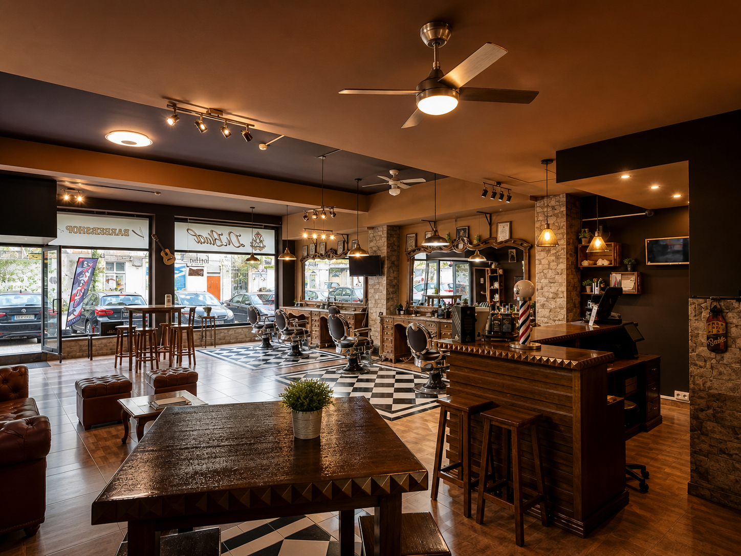 Interior DiBlack Barber & Shop — barbearia premium em Vila Nova de Gaia